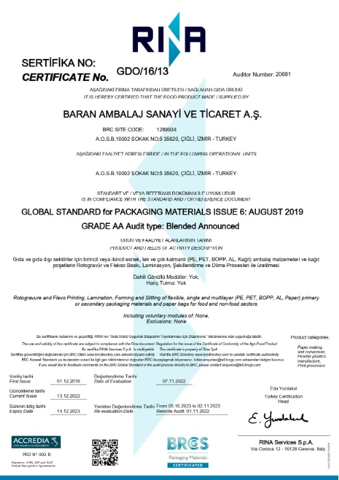 BRC Global Standarts for Packaging Materials